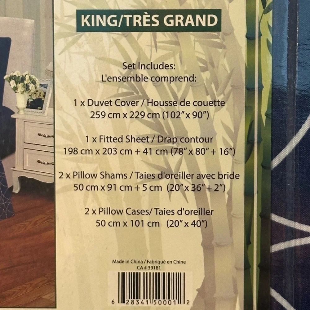 Royal Bamboo King Duvet Cover Set 6 pc Set Blue Stripes